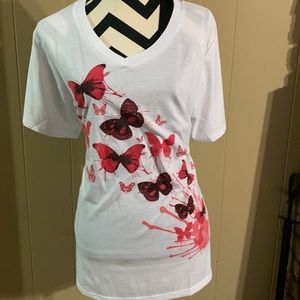 V-neck Butterfly Tee
